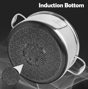 High Quality Modern Non-stick Cooking <b>Pots</b> <b>Set</b> Glass Cover Honeycomb Design 3 Layers Triply Stainless Steel Cookware <b>Set</b> - Product Image 4