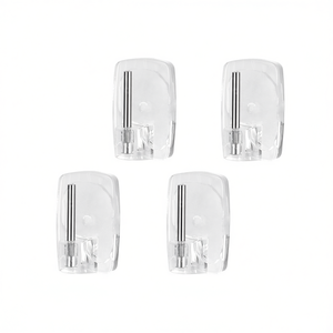 Ensemble de 4 crochets pour rideaux en plastique transparent avec tige métallique pour tringles et rails de rideaux - Product Image 2