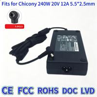 Accessoire de remplacement compatible avec Jiaolong16, Aurora Pro, Kuangshi, PKPA2405-20V12A-CC, adaptateur d'alimentation pour ordinateur portable de jeu 240W