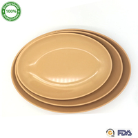 Assiettes à dîner en bambou non saines en plastique Plats à salade de service biologiques de qualité alimentaire Plateaux alimentaires de grande charge de forme ovale