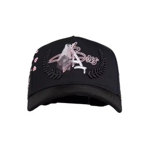 Gorra de béisbol deportiva de moda con 5 paneles, bordado 3D de la marca Axe y pedrería incrustada, estilo Hip Hop, visera curva, venta al por mayor - Product Image 4