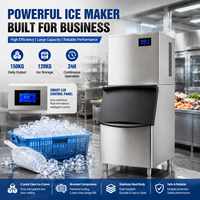Machine à glaçons en acier inoxydable de qualité commerciale, 400 kg, machine à glaçons en cubes avec pompe pour restaurants