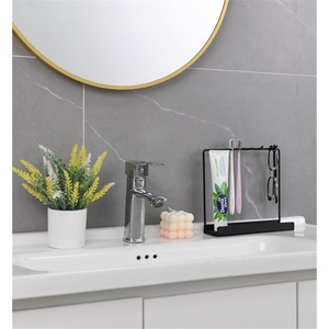 Household Bathroom Toothbrush Rack Holder Zinc Alloy Corner Countertop Modern Design Eco-Friendly Punch-Free Installation - Product Image 2