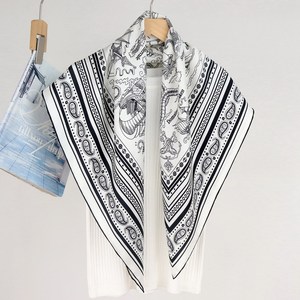 Autumn Winter Twill Silk Scarf, 90x90cm Mulberry Silk Wholesale Women <b>Shawl</b> Hijab Neck <b>Wrap</b> - Product Image 2