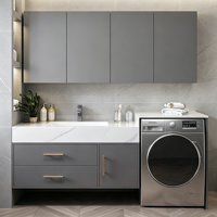 Meuble de salle de bain et lavabo intégrés, vasque intégrée sans joint en céramique de pierre frittée