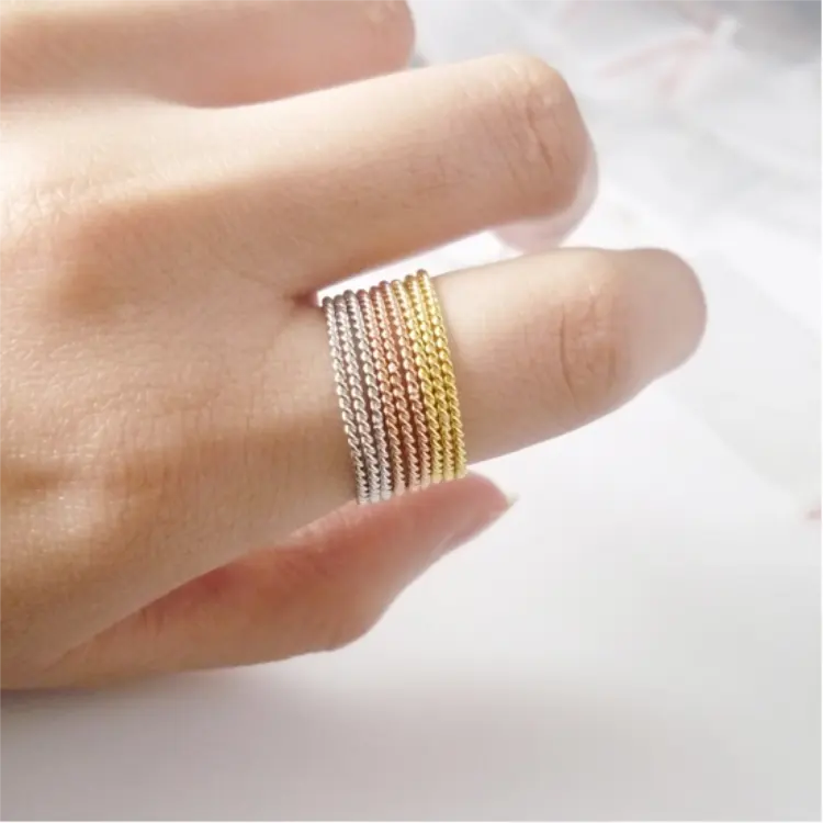 S925 sterling silver 0.8mm thin sprial ring settings without stones for women