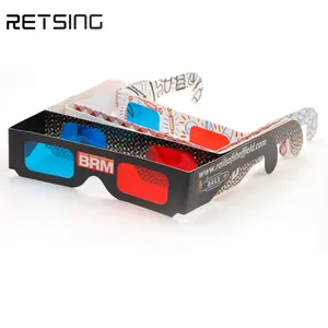 Toptan kırmızı mavi kağıt 3D gözlük kağıt Anaglyph 3D görünüm gözlük kırmızı mavi 3D cam film Video için