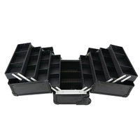 Valise à roulettes en aluminium pour maquillage, valises de beauté noires pour artistes, boîte à cosmétiques