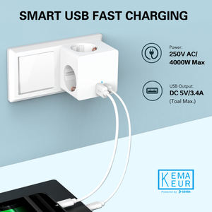 CE KEMA approuvé 3 prises allemandes adaptateur de prise de Cube d'alimentation 250V 16A prise d'extension de multiprise <span class=keywords><strong>Powercube</strong></span> avec 2 <span class=keywords><strong>USB</strong></span> - Product Image 6