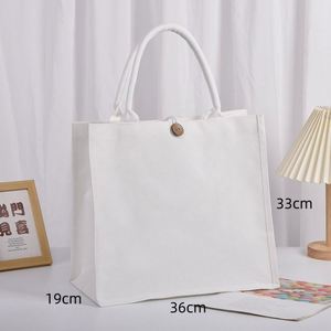 Wholesale Imaiwill Brand Fashion Size Lamination Natural Button Beach <b>Canvas</b> Shopping Tote Bags Custom Printing Logo - Product Image 5