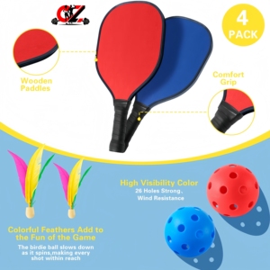 CZFIT Set de Juegos al Aire Libre: Set Combinado de Pickleball y Bádminton, Raqueta de Tenis, Bolsa para Pelotas, Entretenimiento Familiar - Product Image 6