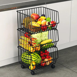 Cestini da <span class=keywords><strong>cucina</strong></span> <span class=keywords><strong>mobili</strong></span> impilabili in acciaio inossidabile Organizer per la conservazione cestello per verdure cestino per frutta e verdura a 2 livelli - Product Image 4
