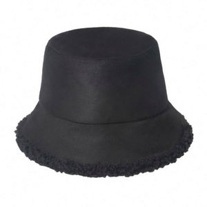Winter Suede Fabric <b>Plain</b> Fluffy Basin Hat Warm Plush Berber Fleece Bucket <b>Cap</b> - Product Image 2