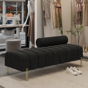 AOMISI <span class=keywords><strong>CASA</strong></span> Moderne De Luxe De Haute Qualité <span class=keywords><strong>En</strong></span> <span class=keywords><strong>Bois</strong></span> Massif Long <span class=keywords><strong>Banc</strong></span> Velours Chambre Salon Ottoman Tabouret Pour Salon Maison Hôtel - Product Image 5