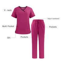 Unisex medische scrubset met V-hals |   94% polyester 6% spandex |   Vochtregulerende uniform |   OEM & Private Label Fabriek