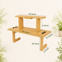 Étagère à plantes pour rebord de fenêtre en bambou, support à plantes à 2 niveaux, sans perçage, fixation par pince, étagère à plantes d'intérieur en bois pour herbes aromatiques, OEM
