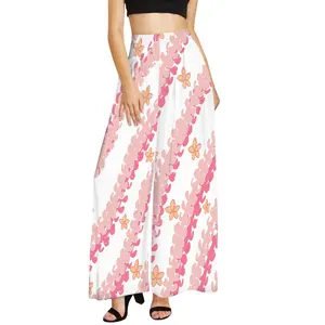 2024 New Fashion High Waist Women's Wide-Leg Pants Pikake Arabian Jasmine Print Loose Women Pants