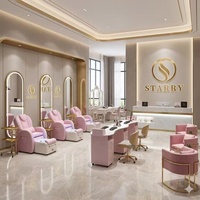 Ensemble de mobilier de spa pour ongles rose doré avec logo personnalisé, fauteuil de pédicure spa avec système de jets d'hydrothérapie, fauteuil inclinable en plastique pour salon de manucure