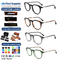 Monture de lunettes tendance 2026 pour hommes, en acétate, design de créateur, meilleur rapport qualité-prix, vente en gros, monture ronde en métal noir