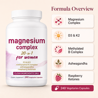 Complément Complexe 20-en-1 Certifié BPF pour Femmes : 240 Capsules de 350 mg de Vitamine D3, K2, Ashwagandha Méthylée, Biotine, Cétones de Framboise et Magnésium