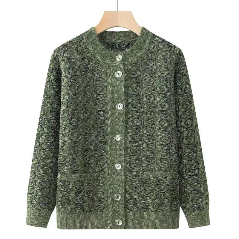 Huachao casual garder au chaud tricot femmes pull cardigan motif flore polaire fourrure pull en tricot pour les femmes