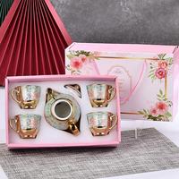 Vente en gros Service à thé en céramique par galvanoplastie Tasse à café en céramique Ensemble de tasses à thé en céramique avec soucoupe et théière