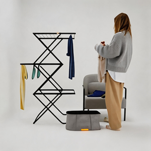 Séchoir à linge pliable multi-niveaux en métal, moderne et peu encombrant, pour la maison, la buanderie ou le balcon - Product Image 4