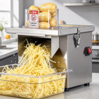Commerciële 5-in-1 zware aardappel snijmachine, multifunctionele groentesnijder, desktop groente-wolf-tand-snijder voor de keuken