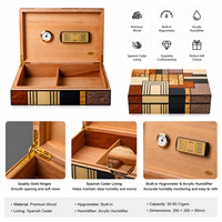 Boîte à cigares en bois artisanale de luxe avec doublure en cèdre espagnol, hygromètre, humidificateur, étui de rangement pour cigares de qualité supérieure