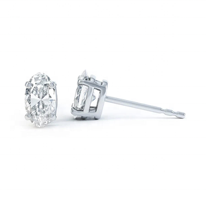 Custom Certified Minimalist Design Fine 925 Silver Oval Cut VVS Moissanite Claw Set <b>Gold</b> Plated <b>Stud</b> <b>Earrings</b> for Women & Men - Product Image 4