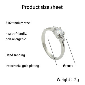 European American Style Titanium Steel White Gemstone <b>Ring</b> Silver Gold Women's Engagement <b>Ring</b> 24087 - Product Image 4