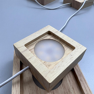 Modern 3D LED Night <strong>Light</strong> Base Square Wooden Base Warm White USB 5V Switch Cable for Bedroom <strong>Table</strong> Lamp - Product Image 6