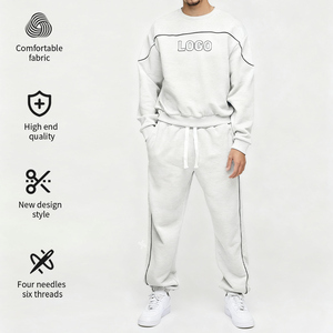 Biểu Tượng Tùy Chỉnh Drop Shoulder Crewneck Áo Chất Lượng Cao 2 Mảnh Hoodie & Jogger Thể Thao Bộ Cho Nam Giới Của - Product Image 1