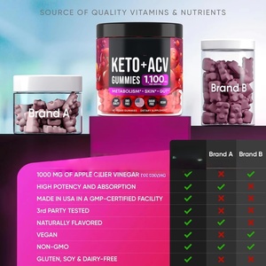 Gomitas Keto ACV de <span class=keywords><strong>Marca</strong></span> Privada con Bajo MOQ, con Raíz de Malvavisco y la Madre, 1000mg, Gomitas Keto Plus, Gomitas ACV - Product Image 4