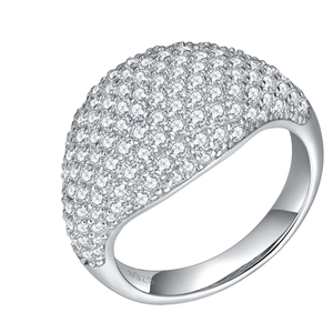 Anillo de cóctel de lujo para mujer de plata 925 con moissanita, pavé completo, corte brillante redondo, joyería llamativa para uso diario - Product Image 1