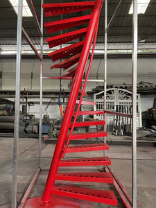 Escalier en spirale extérieur moderne en acier galvanisé à prix d'usine avec marches en bois massif et couleurs personnalisées - Product Image 3
