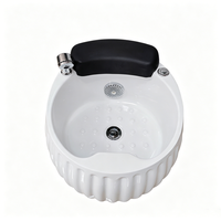 Bassin de pédicure moderne rond en acrylique avec lumière LED et massage par remous pour salon et usage en centre commercial