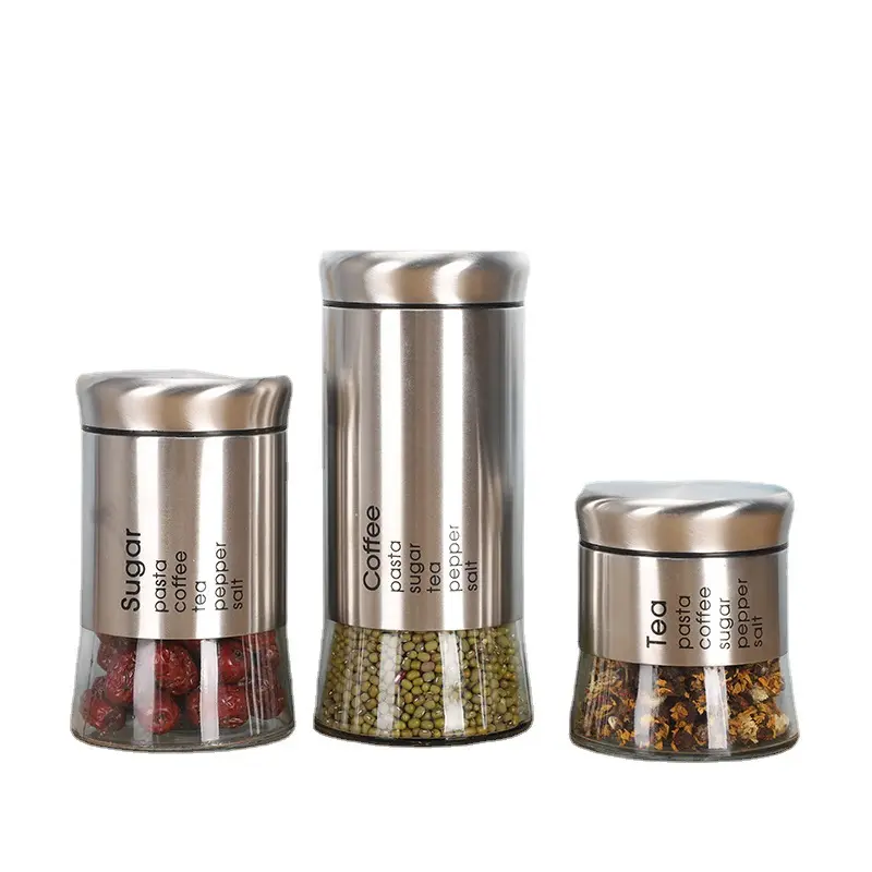 SQ41 Kitchen Stainless Steel Storage Tank Tea Coffee Sugar Multigrain Sealed Storage Jars Food Storage Bottle