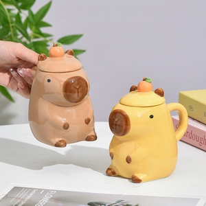 3D Capybara <b>Mug</b> Ceramic Couple <b>Mugs</b> Funny Tea Cup Unique Coffee <b>Mug</b> with Lid - Product Image 2