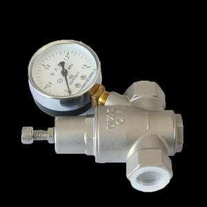 Vanne <span class=keywords><strong>de</strong></span> réduction <span class=keywords><strong>de</strong></span> <span class=keywords><strong>pression</strong></span> à commande pilote Yod Custom SS Fitting DN56, extrémité filetée, SS304, régulateur industriel avec manomètre antichoc - Product Image 4