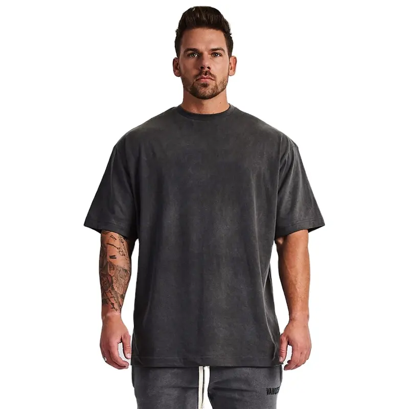 Kaus Pas Longgar Grosir Kaus Kaus Ukuran Besar Kustom dengan Logo Kosong 100% Katun Ukuran Besar dan Tinggi Pria