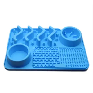 Patented FREE SAMPLE All-in-one Non-slip Food Water Slow Pet Feeder Dog Bowl Pet Lick Mat Food Grade Silicone Dog Food Bowl