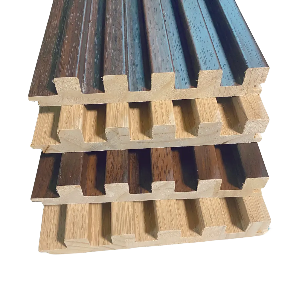 Desain Interior Slat panel dinding beralur panel dinding kayu Eco papan dinding PVC film kayu pinus trim panel