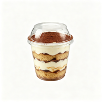 Boîte à dessert en plastique PET ronde personnalisée, recyclable, sans BPA, de qualité alimentaire, robuste, avec joint hermétique, pour tiramisu, gâteau, dessert, emballage alimentaire