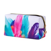 Nouveau joli design grande capacité impression numérique personnalisée en cuir Pu étanche maquillage sac cosmétique pour dame brosse lavage sac de rangement