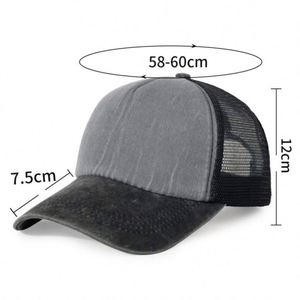 Gorra deportiva retro transfronteriza de 5 paneles para hombre, de malla transpirable, con protección solar, efecto envejecido, de poliéster/algodón, con bordado 3D. - Product Image 2