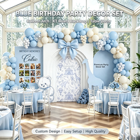 Kit de toile de fond en panneau KT imprimé numériquement, motif toile bleue moderne française, fabriqué en Chine, pour anniversaire, baby shower, fête, événement