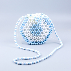 Borsa a Tracolla Intrecciata con Perline Classica Personalizzata in Bianco <span class=keywords><strong>e</strong></span> Nero |   Pochette Vintage Minimalista alla Moda - Product Image 3