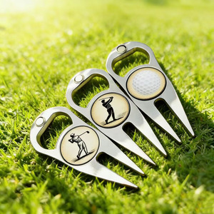 Outil de réparation de divots de golf en métal, avec marqueur de balle magnétique et ouvre-bouteille, <span class=keywords><strong>accessoire</strong></span> de golf personnalisé - Product Image 2