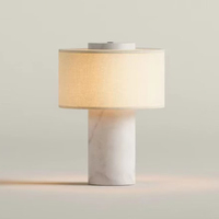 Lampe de table portable en marbre naturel nordique, abat-jour en tissu, LED tactile à intensité variable, lampe de chevet de luxe pour chambre à coucher, salon